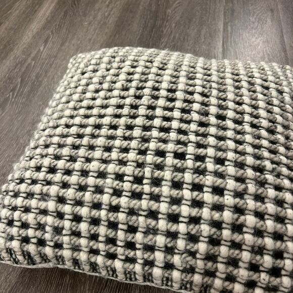 Article Ren Large Square Throw Pillow Black Weave Wool Textured Decor Cushion - Picture 3 of 11